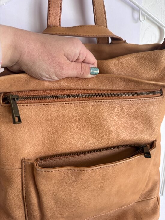 Tan Leather Backpack with Tablet Sleeve Aspen main image 16